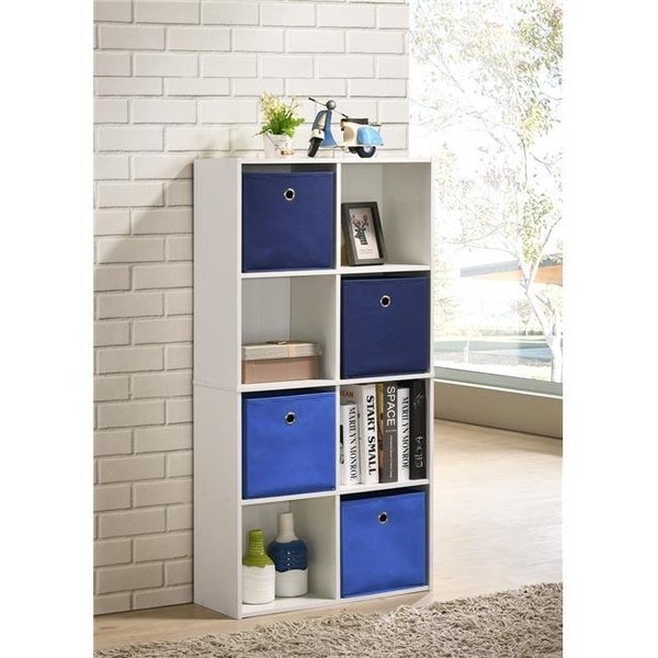 Progressive Furniture Progressive Furniture I170-80 47 in. Composite 8-Shelf Bookcase with Fabric Baskets - 8 Cube Organizer; White I170-80